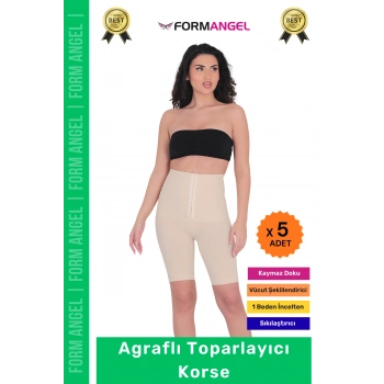 #Korse Yüksek Bel Karın Mide Toparlayıcı Popo Sıkılaştırıcı Paçalı Kadın Agraflı Korse - 5 Adet