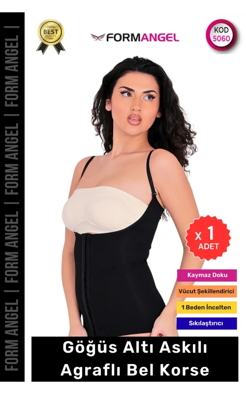 #Korse Vücut Şekillendiren Toparlayıcı Kadın Göğüs Altı Askılı Agraflı Bel Korse - 1 Adet