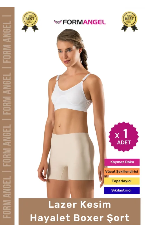 #Korse Toparlayıcı Vücut Şekillendirici Kaymaz Dikişsiz İz Göstermez Lazer Kesim Boxer Şort - 1 Adet