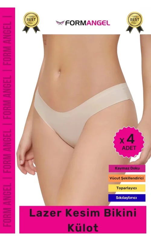 #Külot Dikişsiz İz Göstermeyen Belli Etmeyen Esnek Rahat Lazer Kesim Hayalet Bikini Külot - 4 Adet