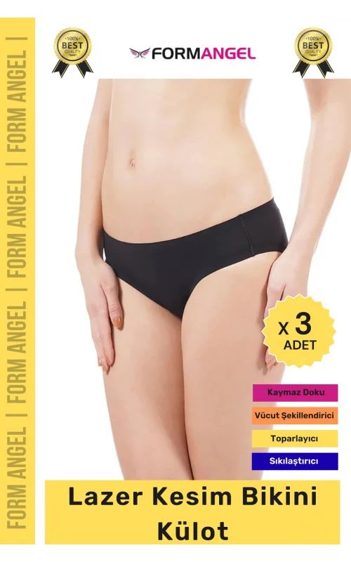 #Külot Dikişsiz İz Göstermeyen Belli Etmeyen Esnek Rahat Lazer Kesim Hayalet Bikini Külot - 3 Adet