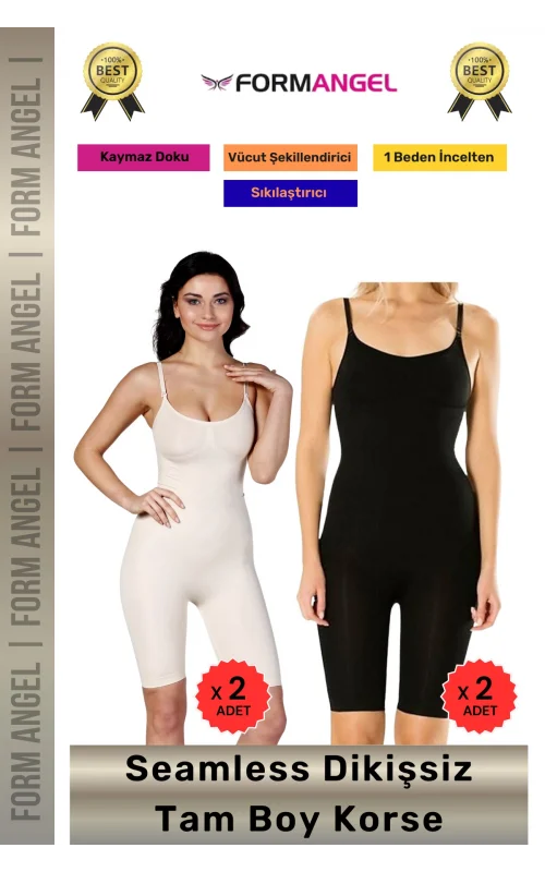 #Korse Masaj Özellikli İz Göstermeyen Kaymaz Dikişsiz Toparlayıcı Kadın Tam Boy Korse 4lü Set