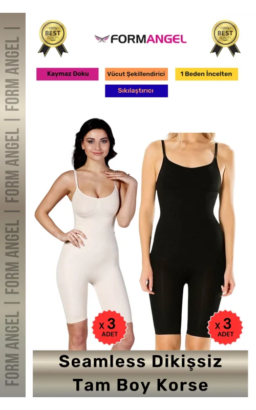 #Korse Masaj Özellikli İz Göstermeyen Kaymaz Dikişsiz Toparlayıcı Kadın Tam Boy Korse 6lı Set