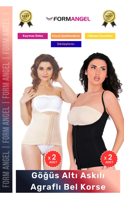 #Korse Vücut Şekillendiren Toparlayıcı Kadın Göğüs Altı Askılı Agraflı Bel Korse 4lü Set