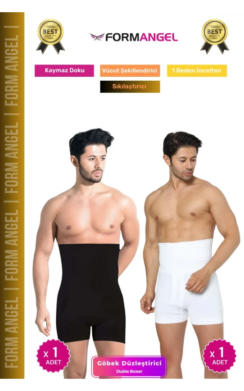 #BoxerKorse Göbek Düzleştirici Bel Basen Toparlayıcı Sıkılaştırıcı Duble Erkek Boxer Korse 2li Set