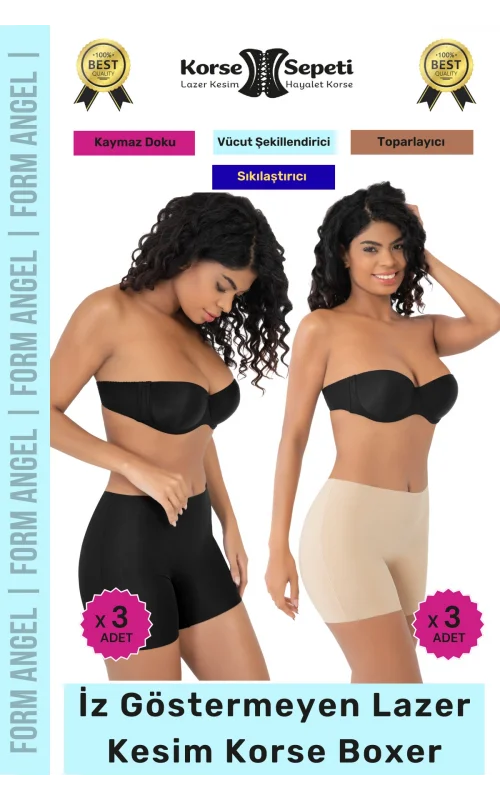 #Korse İz Göstermeyen Kaymaz Basen Toparlayıcı Şekillendiren Lazer Kesim Korse Boxer 6lı Set