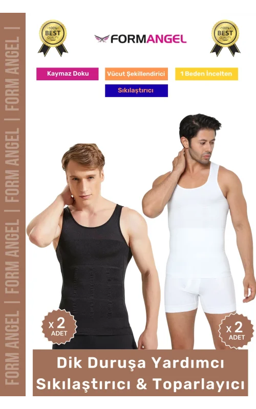 #ErkekKorse Dik Duruş Vücut Bel Göğüs Toparlayıcı Göbek Sıkılaştırıcı Erkek Korse Atlet 4lü Set