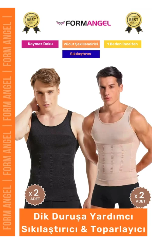 #ErkekKorse Dik Duruş Vücut Bel Göğüs Toparlayıcı Göbek Sıkılaştırıcı Erkek Korse Atlet 4lü Set