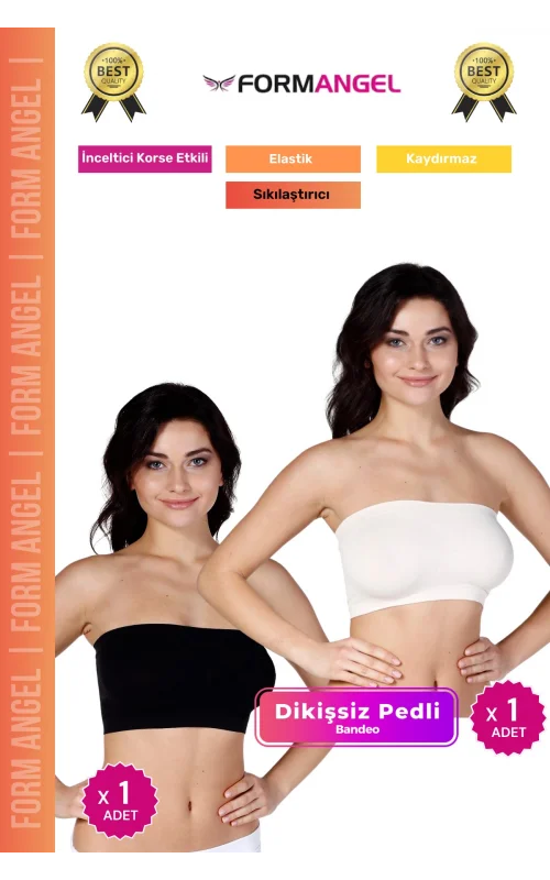 #Bandeo Seamless Toparlayıcı Kadın Basic Örme Dikişsiz Pedli Bandeo Büstiyer 2li Set