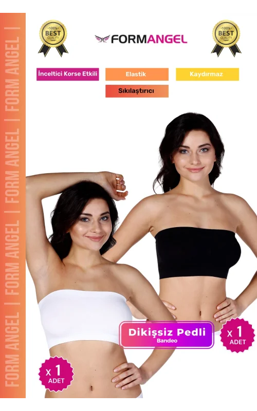 #Bandeo Seamless Toparlayıcı Kadın Basic Örme Dikişsiz Pedli Bandeo Büstiyer 2li Set