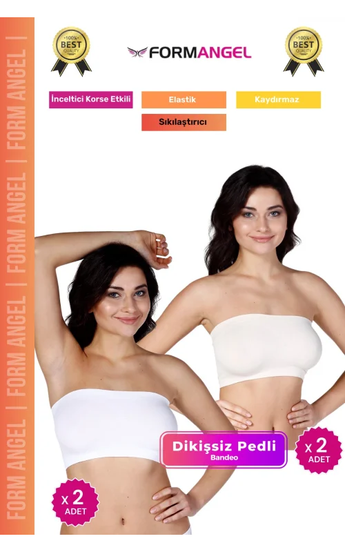 #Bandeo Seamless Toparlayıcı Kadın Basic Örme Dikişsiz Pedli Bandeo Büstiyer 4lü Set