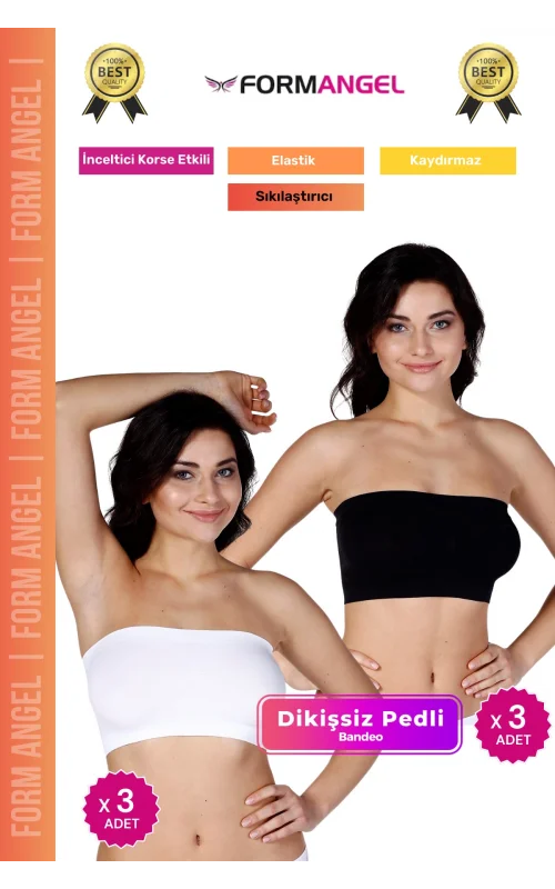 #Bandeo Seamless Toparlayıcı Kadın Basic Örme Dikişsiz Pedli Bandeo Büstiyer 6lı Set