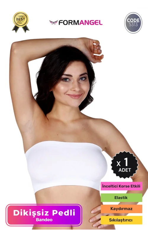 #Bandeo Seamless Toparlayıcı Kadın Basic Örme Dikişsiz Pedli Bandeo Büstiyer - 1 Adet