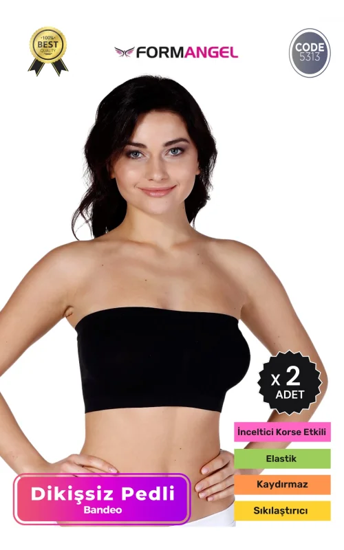 #Bandeo Seamless Toparlayıcı Kadın Basic Örme Dikişsiz Pedli Bandeo Büstiyer - 2 Adet