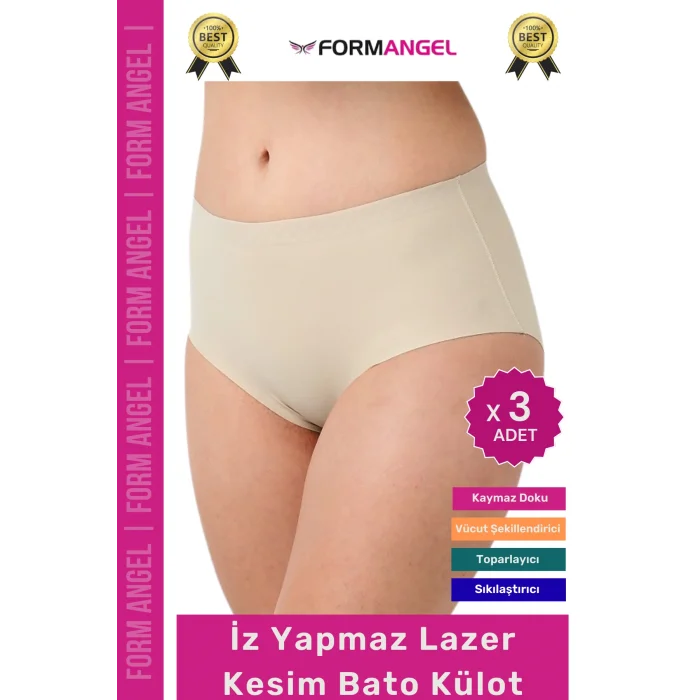 #Külot Lazer Kesim İz Göstermez Kaymayı Önleyen Doku 2 Beden Küçülten Hayalet Bato Külot - 3 Adet