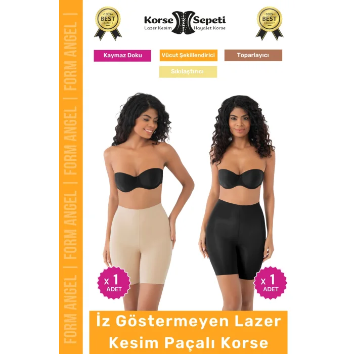 #Korse İz Yapmayan Kaymayı Önleyen Toparlayıcı Sıkılaştıran Lazer Kesim Paçalı Korse 2li Set