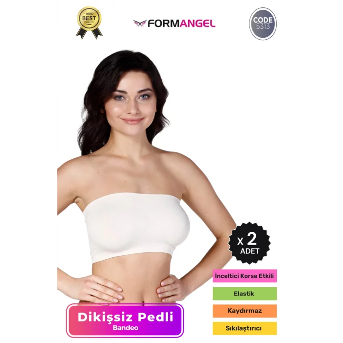 #Bandeo Seamless Toparlayıcı Kadın Basic Örme Dikişsiz Pedli Bandeo Büstiyer - 2 Adet