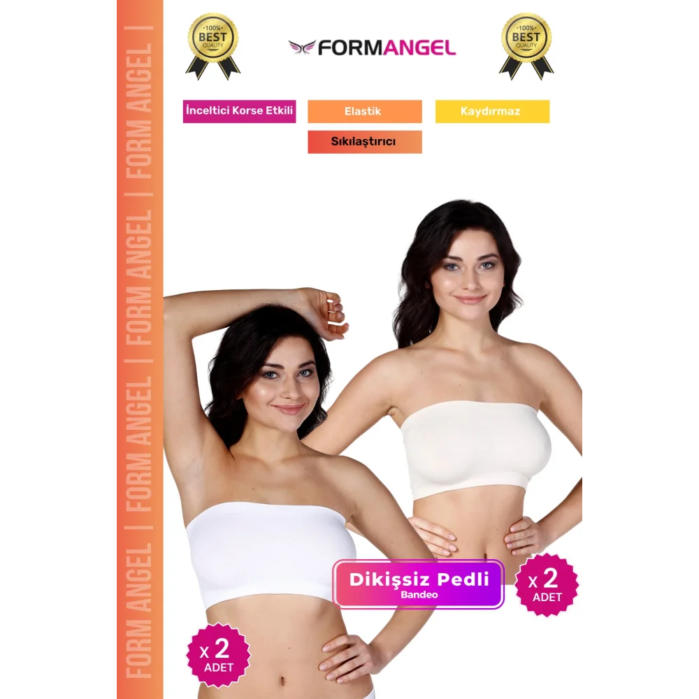 #Bandeo Seamless Toparlayıcı Kadın Basic Örme Dikişsiz Pedli Bandeo Büstiyer 4lü Set