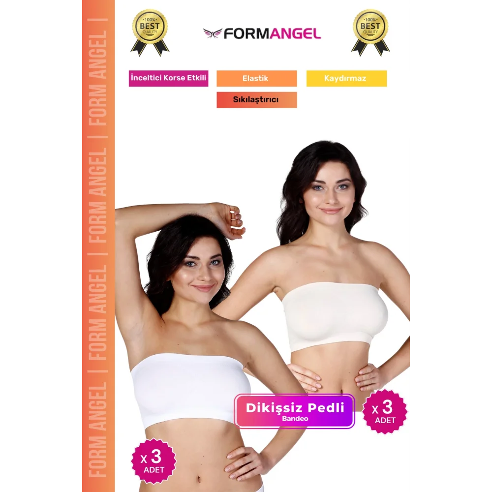 #Bandeo Seamless Toparlayıcı Kadın Basic Örme Dikişsiz Pedli Bandeo Büstiyer 6lı Set
