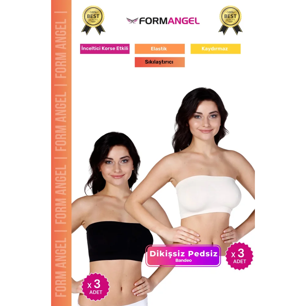 #Bandeo Seamless Toparlayıcı Kadın Basic Örme Dikişsiz Pedsiz Bandeo Büstiyer 6lı Set