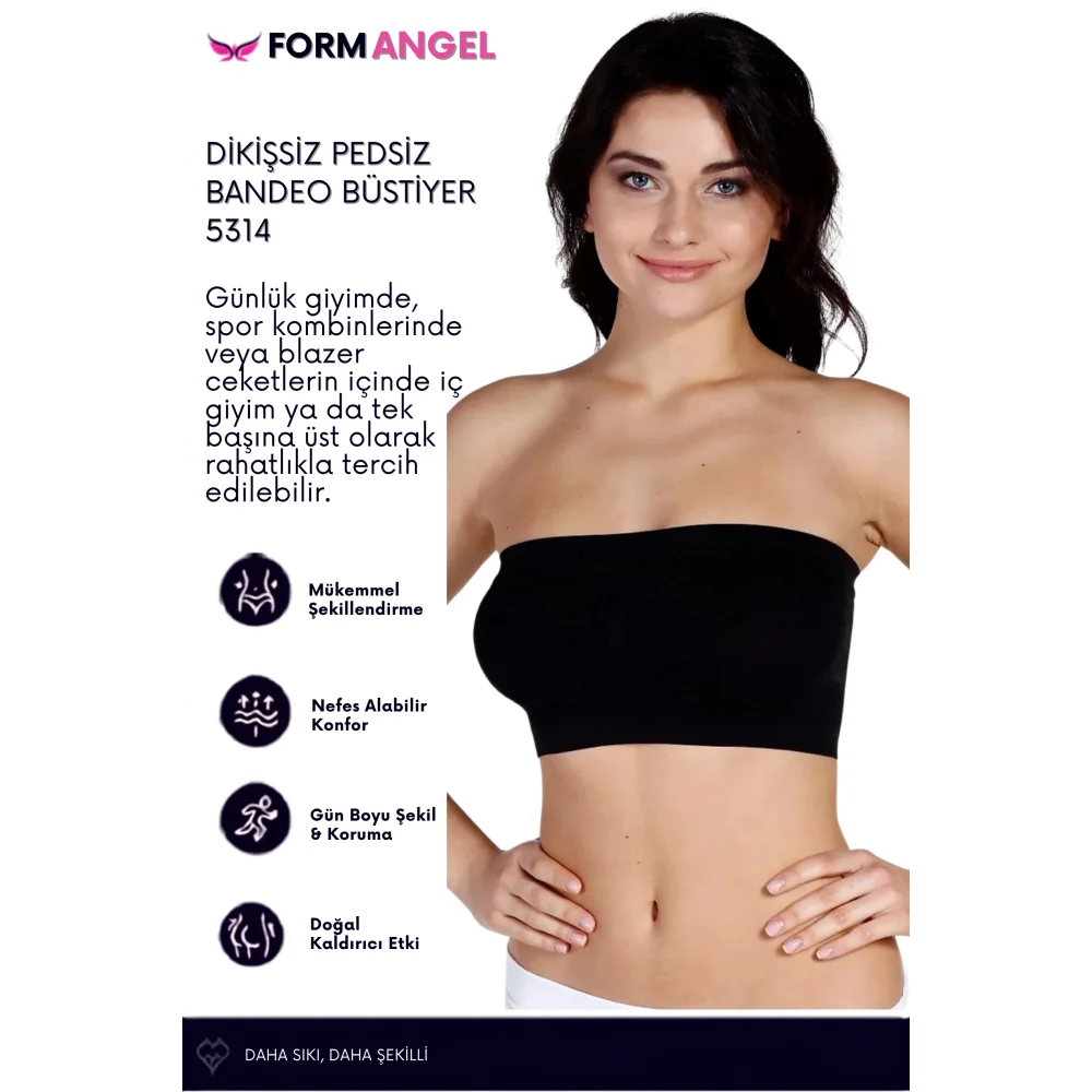 #Bandeo Seamless Toparlayıcı Kadın Basic Örme Dikişsiz Pedsiz Bandeo Büstiyer - 1 Adet