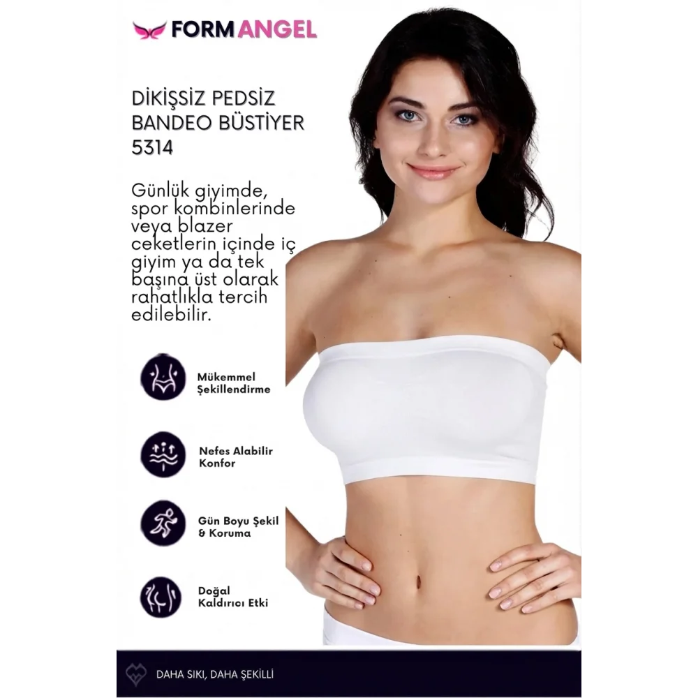 #Bandeo Seamless Toparlayıcı Kadın Basic Örme Dikişsiz Pedsiz Bandeo Büstiyer - 1 Adet