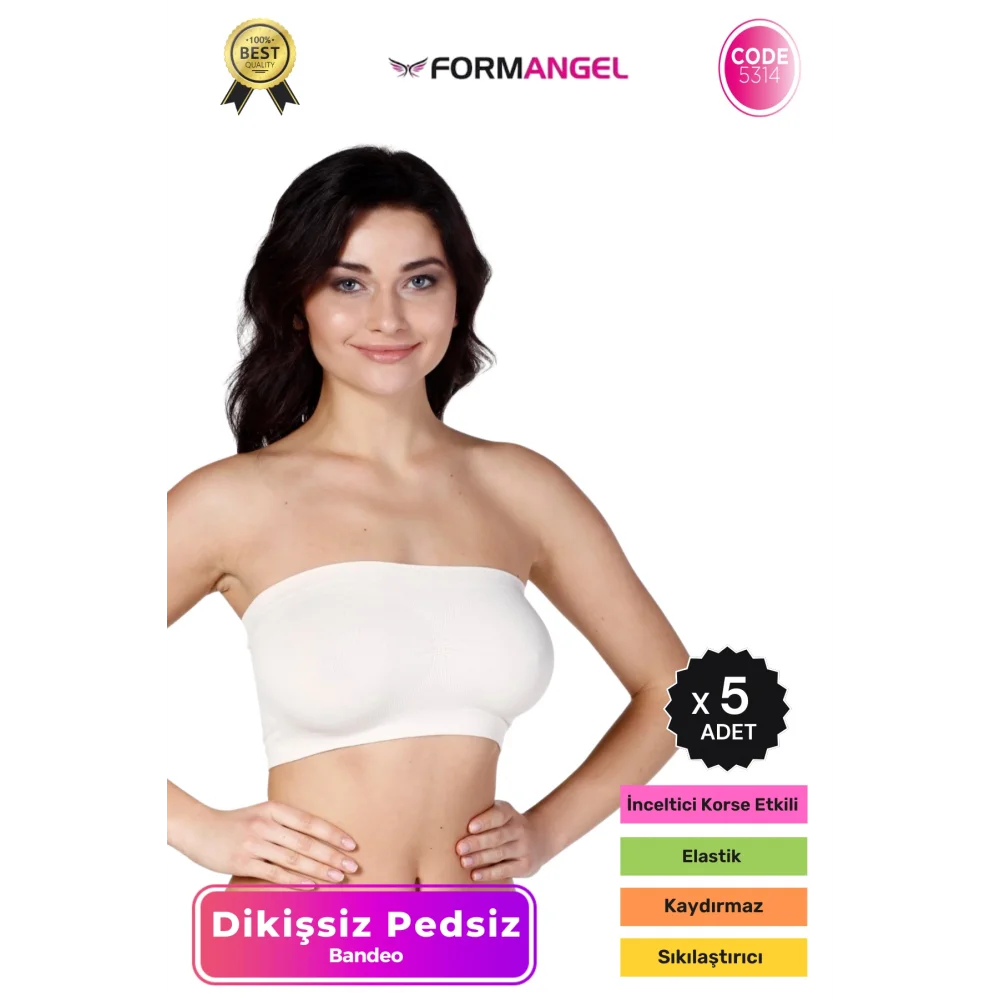 #Bandeo Seamless Toparlayıcı Kadın Basic Örme Dikişsiz Pedsiz Bandeo Büstiyer - 5 Adet