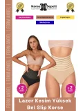 #Korse Vücut Şekillendirici Karın Bel Toparlayıcı Lazer Kesim Yüksek Bel Slip Korse 4lü Set
