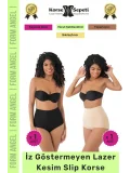#Korse İz Yapmayan 2 Beden Küçülten Kaymaz Toparlayıcı Lazer Kesim Slip Korse 2li Set