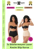 #Korse İz Yapmayan 2 Beden Küçülten Kaymaz Toparlayıcı Lazer Kesim Slip Korse 6lı Set