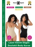 #Korse Kayma Önleyen 2 Beden Küçülten İz Yapmayan Lazer Kesim Göğüs Destekli Body Korse 2li Set