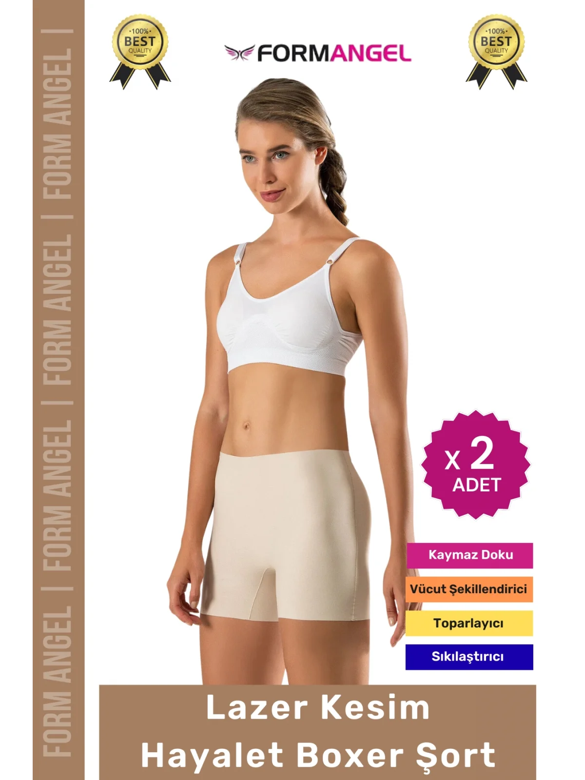 #Korse Toparlayıcı Vücut Şekillendirici Kaymaz Dikişsiz İz Göstermez Lazer Kesim Boxer Şort - 2 Adet