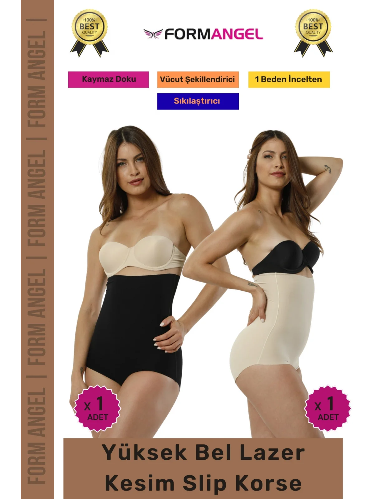 #Korse 2 Beden İncelten Lazer Kesim İz Göstermeyen Kaymaz Toparlayıcı Yüksek Bel Slip Korse 2li Set