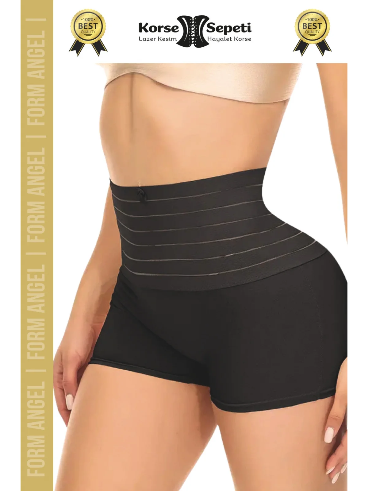 #Korse Vücut Toparlayıcı Şekillendirici Kaymaz Doku Lazer Kesim Yüksek Bel Boxer Korse 2li Set