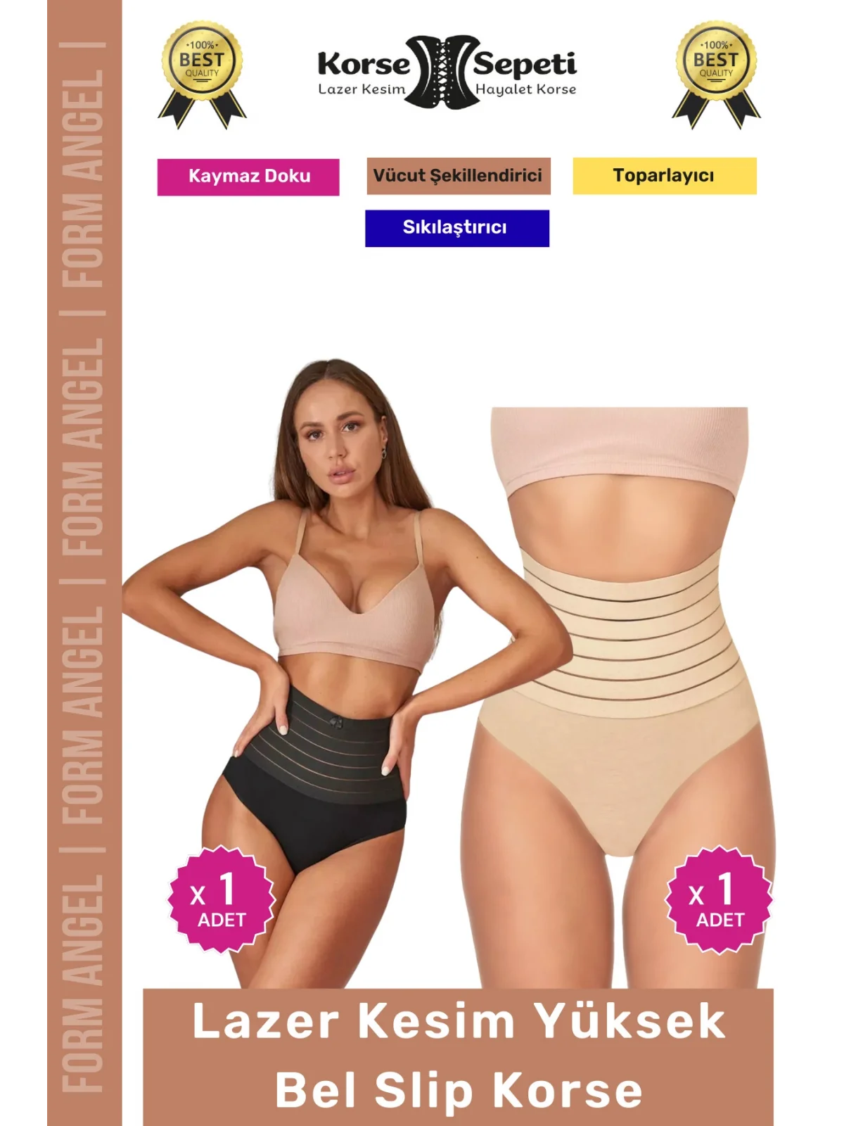 #Korse Vücut Şekillendirici Karın Bel Toparlayıcı Lazer Kesim Yüksek Bel Slip Korse 2li Set