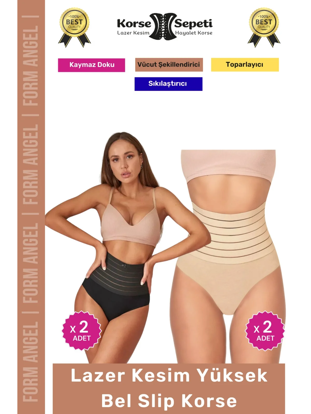 #Korse Vücut Şekillendirici Karın Bel Toparlayıcı Lazer Kesim Yüksek Bel Slip Korse 4lü Set