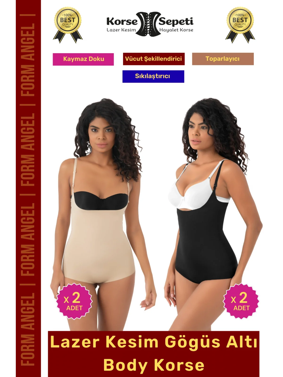 #Korse İz Yapmaz Göstermeyen Kaymaz Doku Toparlayıcı Sıkılaştıran Lazer Kesim String Korse 4lü Set