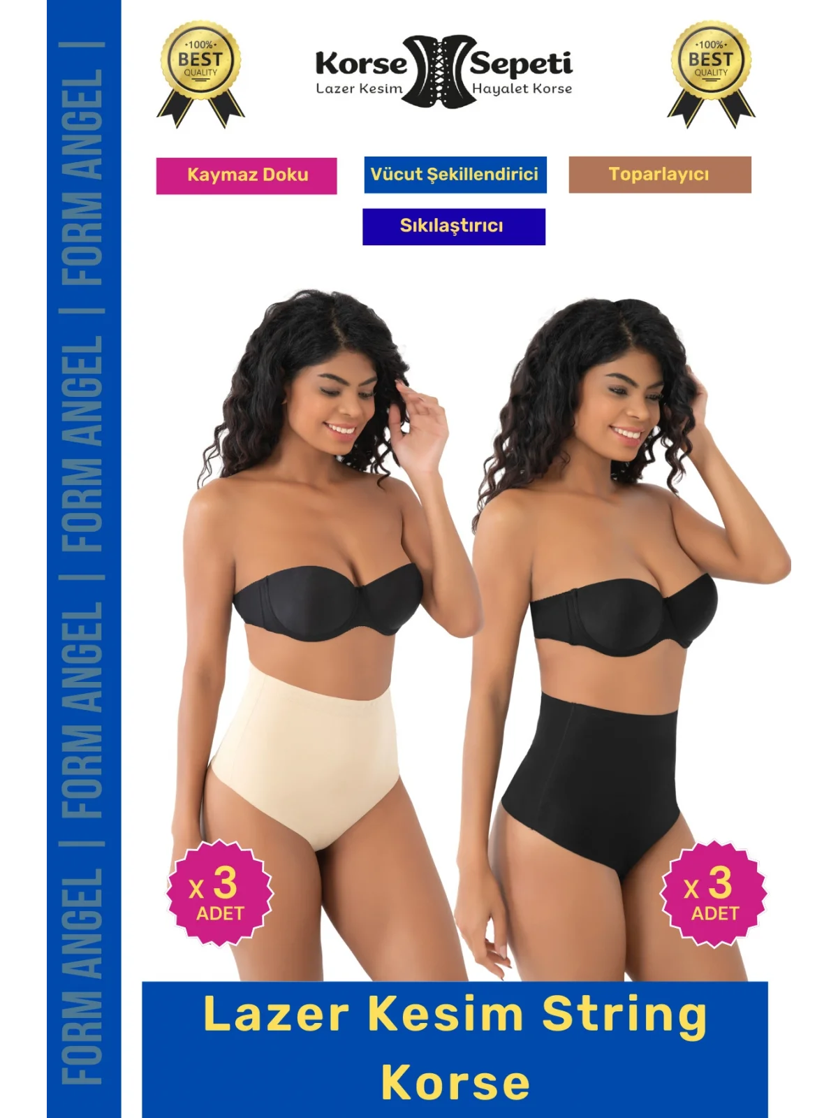 #Korse İz Yapmaz Göstermeyen Kaymaz Doku Toparlayıcı Sıkılaştıran Lazer Kesim String Korse 6lı Set