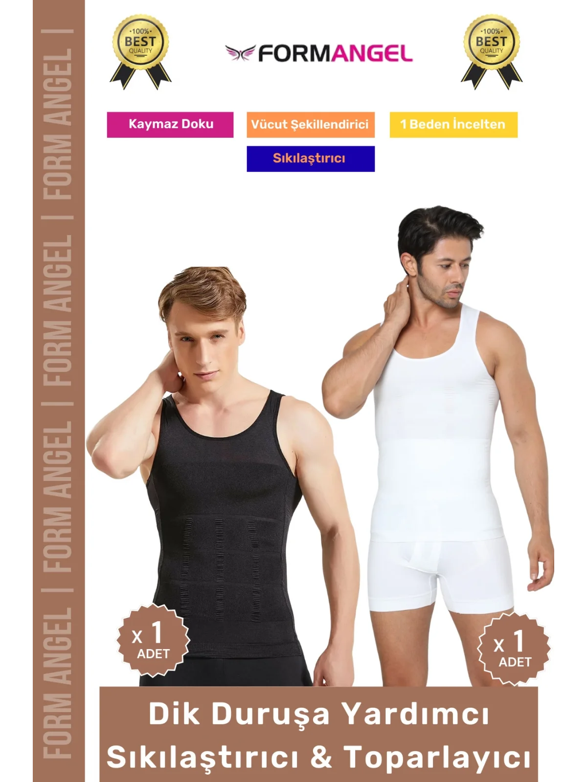 #ErkekKorse Dik Duruş Vücut Bel Göğüs Toparlayıcı Göbek Sıkılaştırıcı Erkek Korse Atlet 2li Set