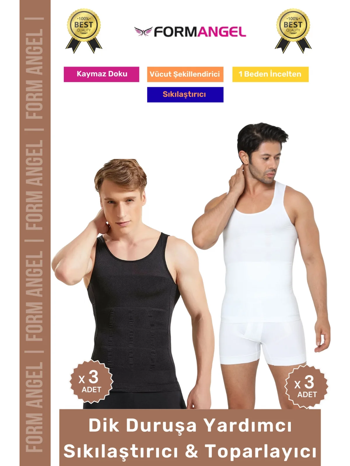 #ErkekKorse Dik Duruş Vücut Bel Göğüs Toparlayıcı Göbek Sıkılaştırıcı Erkek Korse Atlet 6lı Set