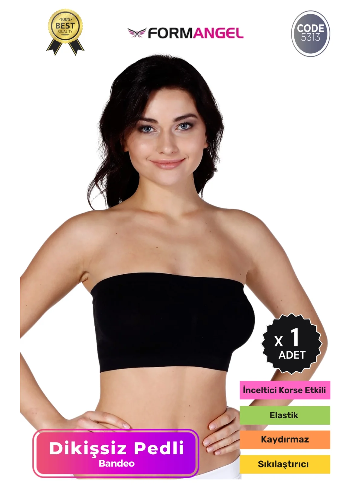#Bandeo Seamless Toparlayıcı Kadın Basic Örme Dikişsiz Pedli Bandeo Büstiyer - 1 Adet
