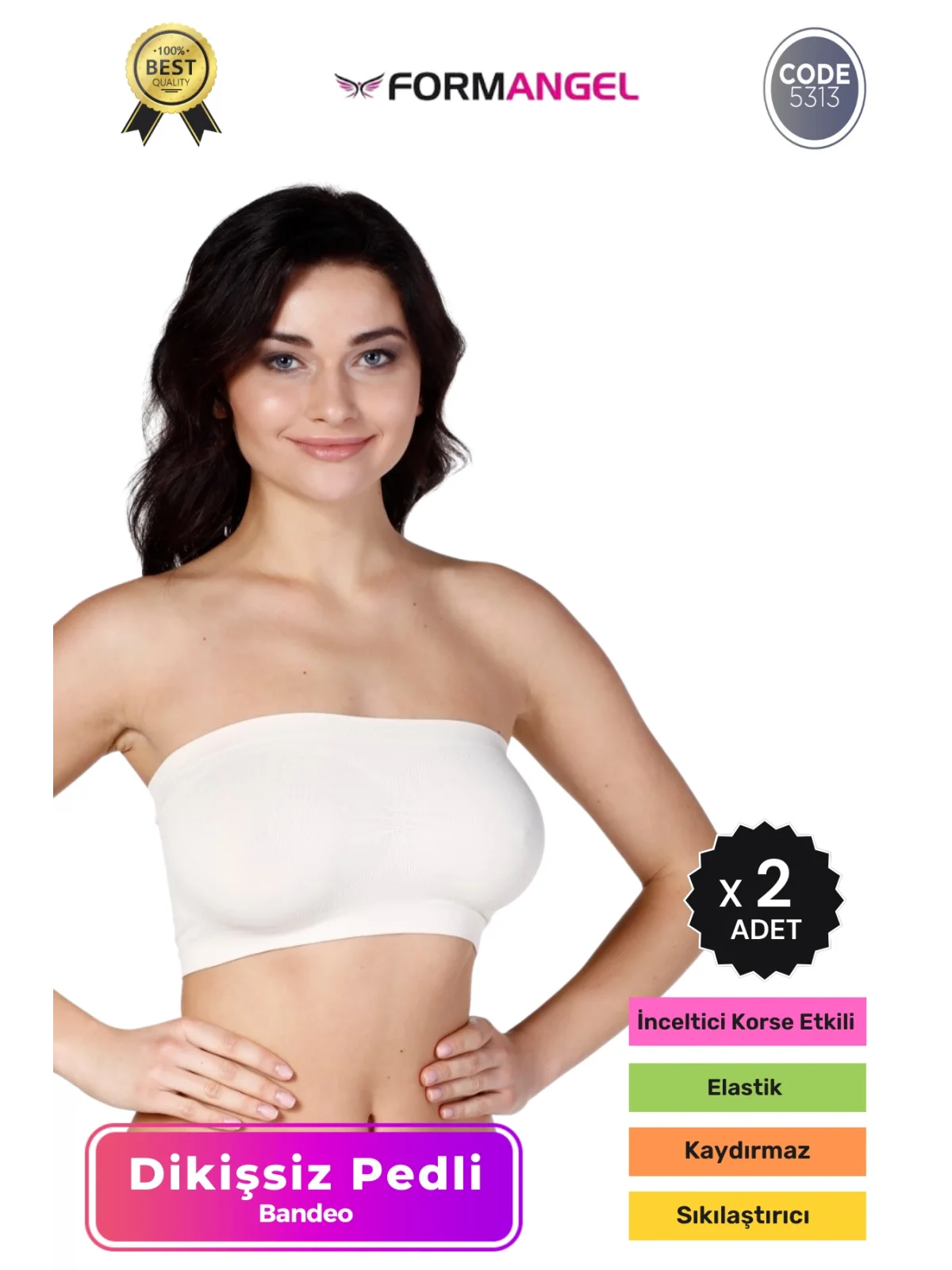 #Bandeo Seamless Toparlayıcı Kadın Basic Örme Dikişsiz Pedli Bandeo Büstiyer - 2 Adet
