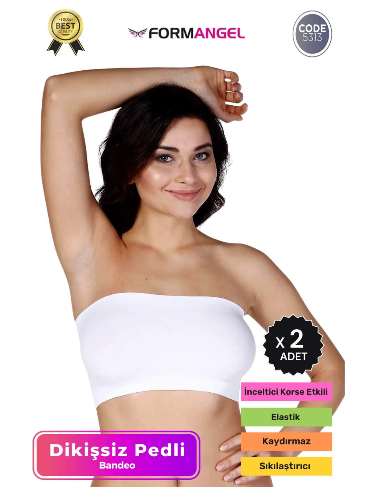 #Bandeo Seamless Toparlayıcı Kadın Basic Örme Dikişsiz Pedli Bandeo Büstiyer - 2 Adet