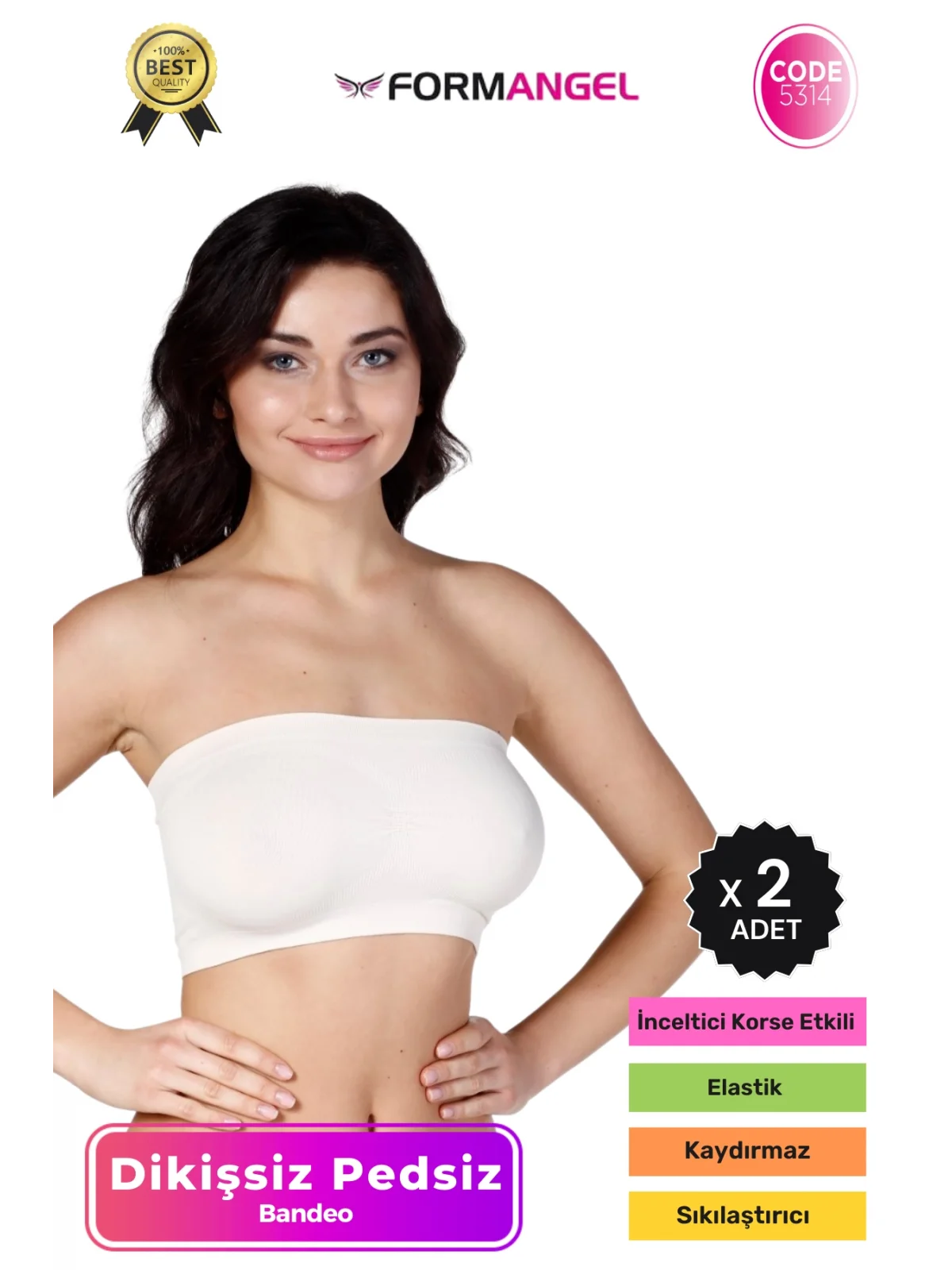 #Bandeo Seamless Toparlayıcı Kadın Basic Örme Dikişsiz Pedsiz Bandeo Büstiyer - 2 Adet