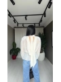 Şifon Vatkalı Beli Lastikli Ekru Bluz