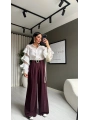 Kemerli Palazzo Bordo Pantolon