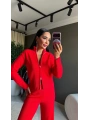 Triko Fermuarlı Kırmızı Hırka