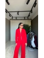Triko Fermuarlı Kırmızı Hırka