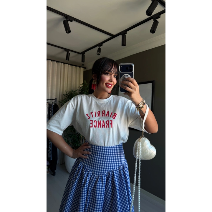 Qu Baskılı Beyaz Tshirt