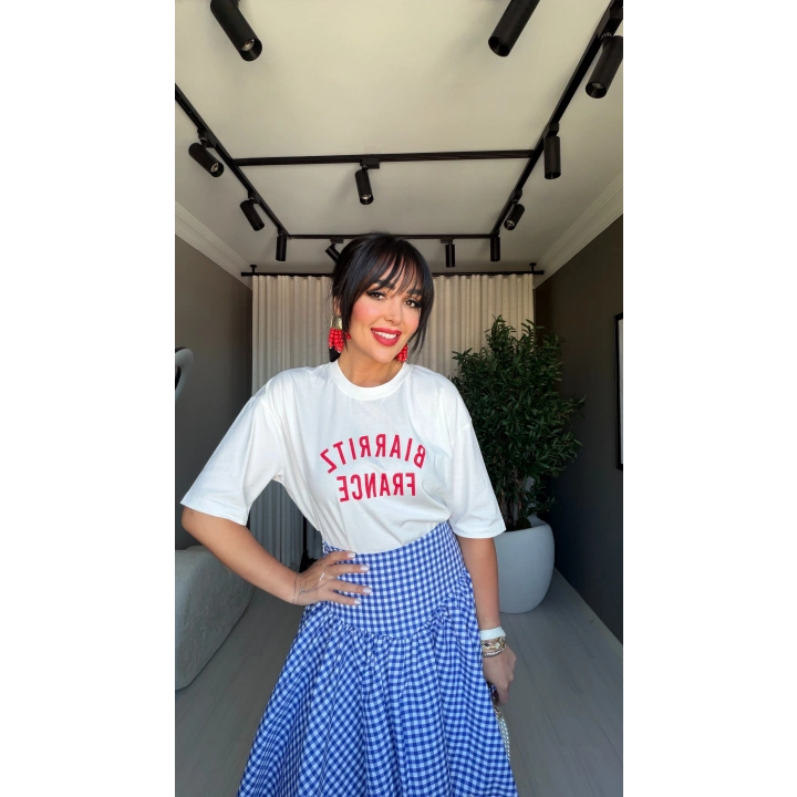 Qu Baskılı Beyaz Tshirt